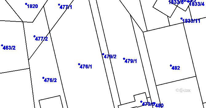 Parcela st. 479/2 v KÚ Pozořice, Katastrální mapa