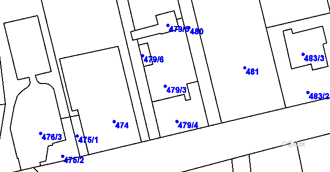 Parcela st. 479/3 v KÚ Pozořice, Katastrální mapa