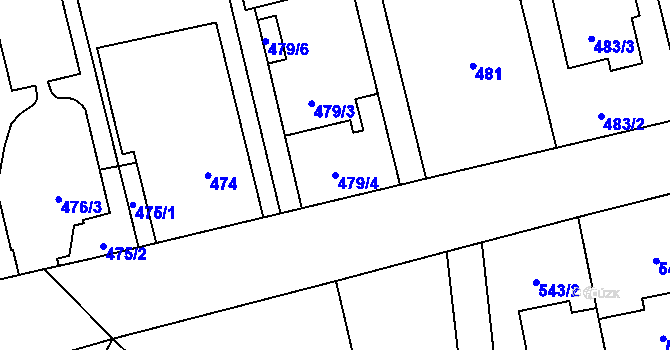 Parcela st. 479/4 v KÚ Pozořice, Katastrální mapa