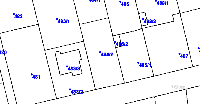 Parcela st. 484/2 v KÚ Pozořice, Katastrální mapa