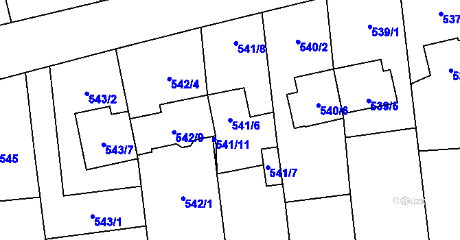 Parcela st. 541/6 v KÚ Pozořice, Katastrální mapa