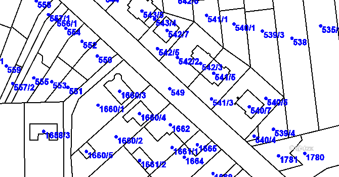 Parcela st. 549 v KÚ Pozořice, Katastrální mapa