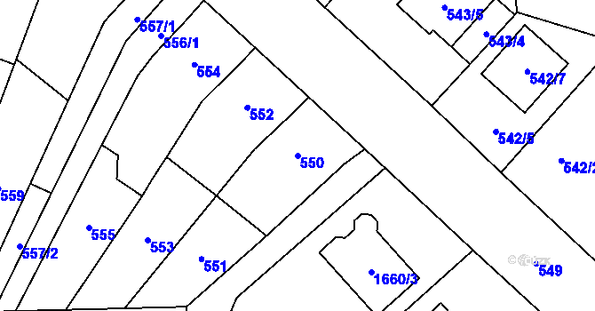 Parcela st. 550 v KÚ Pozořice, Katastrální mapa