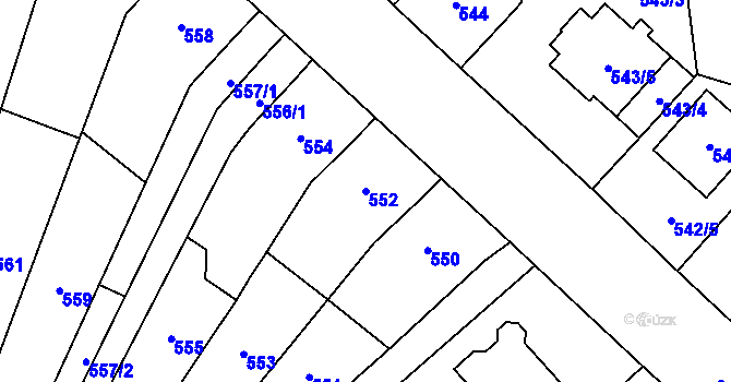 Parcela st. 552 v KÚ Pozořice, Katastrální mapa