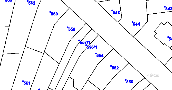 Parcela st. 556/1 v KÚ Pozořice, Katastrální mapa