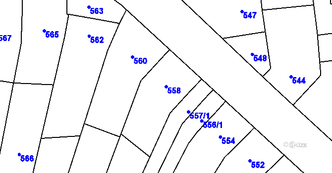 Parcela st. 558 v KÚ Pozořice, Katastrální mapa