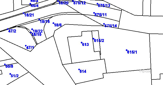 Parcela st. 613 v KÚ Pozořice, Katastrální mapa