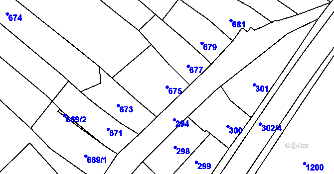 Parcela st. 675 v KÚ Pozořice, Katastrální mapa