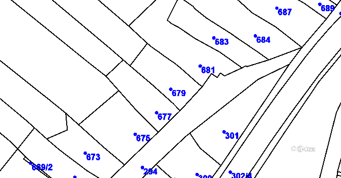 Parcela st. 679 v KÚ Pozořice, Katastrální mapa