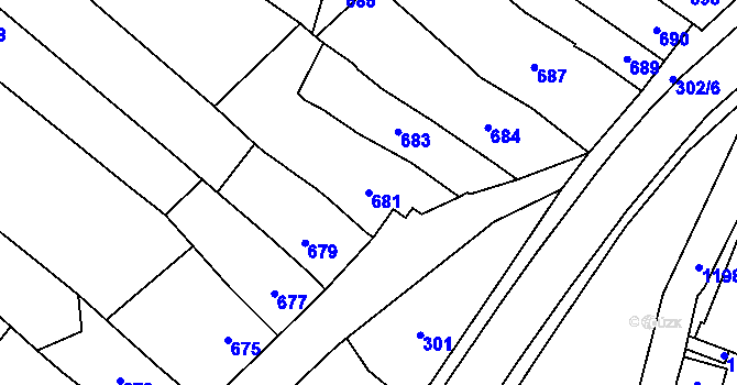 Parcela st. 681 v KÚ Pozořice, Katastrální mapa