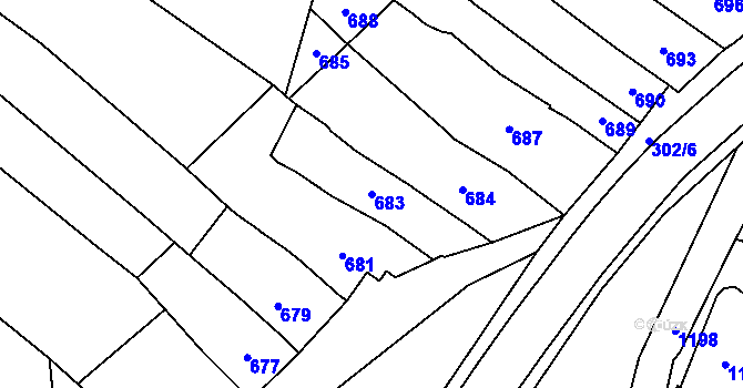 Parcela st. 683 v KÚ Pozořice, Katastrální mapa
