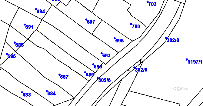 Parcela st. 693 v KÚ Pozořice, Katastrální mapa