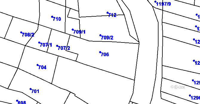 Parcela st. 706 v KÚ Pozořice, Katastrální mapa