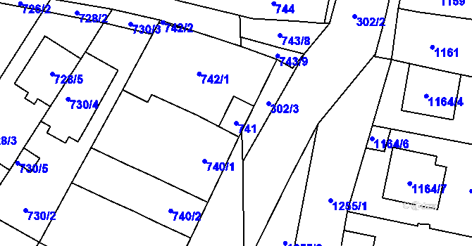 Parcela st. 741 v KÚ Pozořice, Katastrální mapa