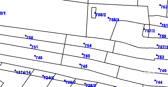 Parcela st. 754 v KÚ Pozořice, Katastrální mapa