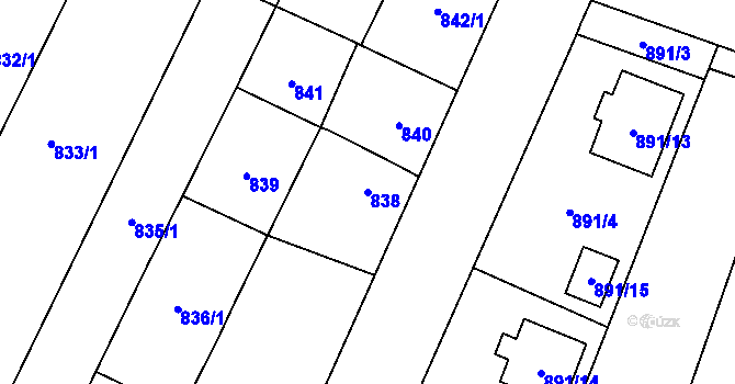 Parcela st. 838 v KÚ Pozořice, Katastrální mapa