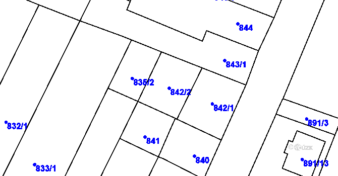Parcela st. 842/2 v KÚ Pozořice, Katastrální mapa