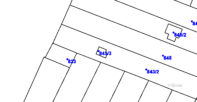 Parcela st. 843/3 v KÚ Pozořice, Katastrální mapa