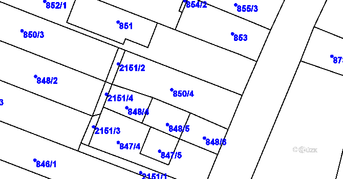 Parcela st. 850/4 v KÚ Pozořice, Katastrální mapa