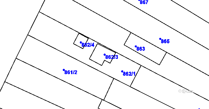 Parcela st. 862/3 v KÚ Pozořice, Katastrální mapa