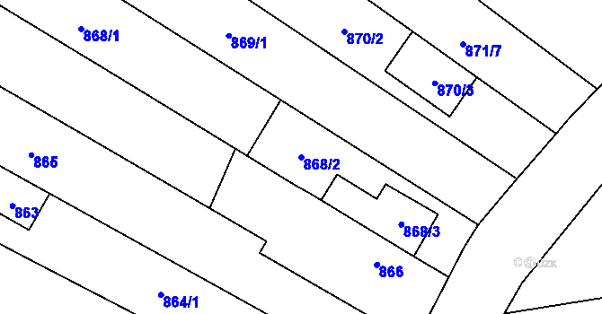Parcela st. 868/2 v KÚ Pozořice, Katastrální mapa