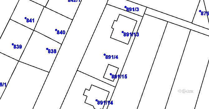 Parcela st. 891/4 v KÚ Pozořice, Katastrální mapa