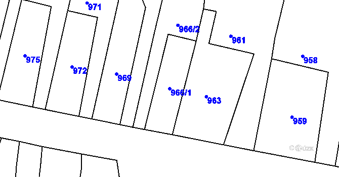 Parcela st. 966/1 v KÚ Pozořice, Katastrální mapa