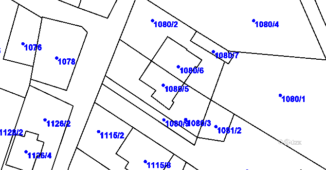 Parcela st. 1080/5 v KÚ Pozořice, Katastrální mapa