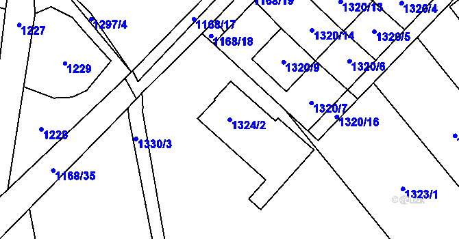 Parcela st. 1324/2 v KÚ Pozořice, Katastrální mapa