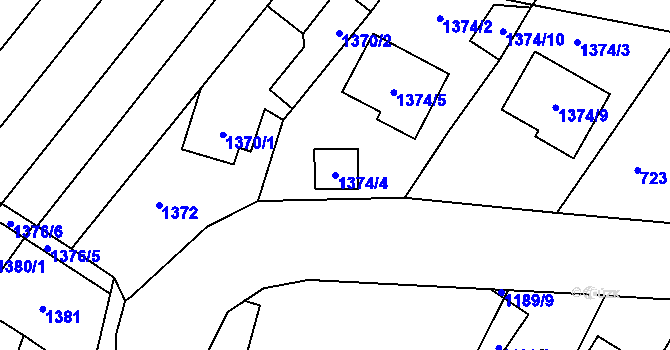 Parcela st. 1374/4 v KÚ Pozořice, Katastrální mapa