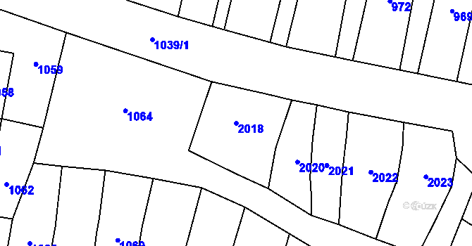 Parcela st. 2018 v KÚ Pozořice, Katastrální mapa