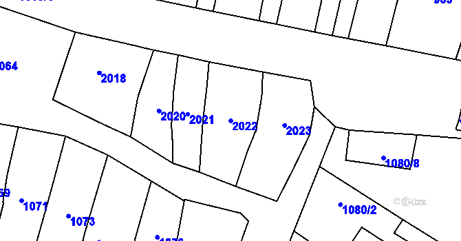Parcela st. 2022 v KÚ Pozořice, Katastrální mapa