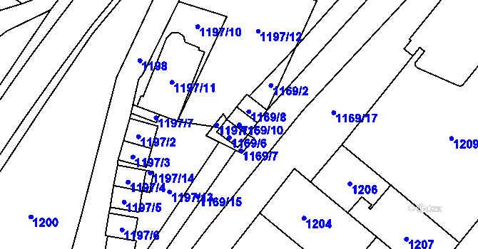 Parcela st. 1169/10 v KÚ Pozořice, Katastrální mapa