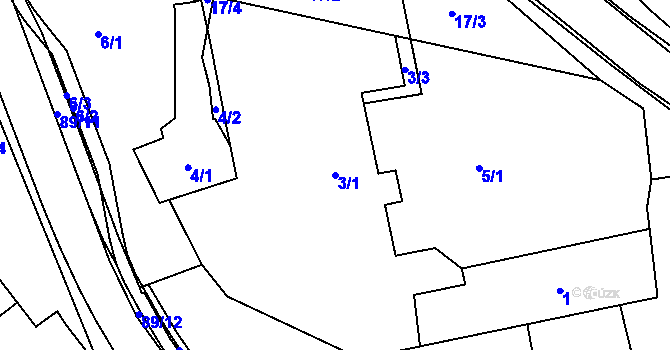 Parcela st. 3/1 v KÚ Pozořice, Katastrální mapa
