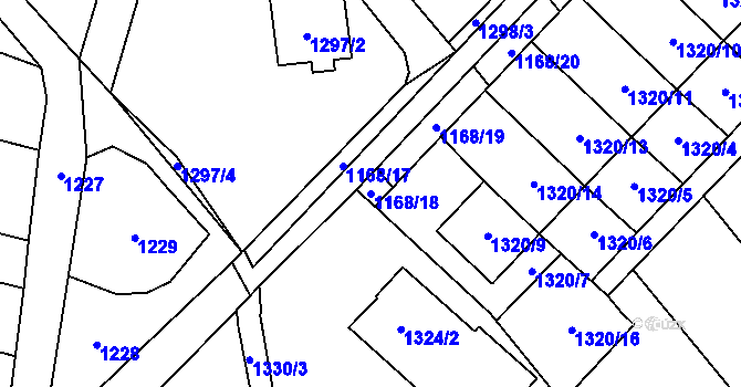 Parcela st. 1168/18 v KÚ Pozořice, Katastrální mapa