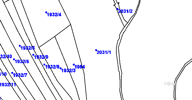 Parcela st. 2031/1 v KÚ Pozořice, Katastrální mapa