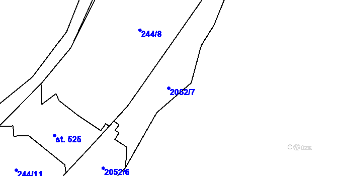 Parcela st. 2052/7 v KÚ Pozořice, Katastrální mapa