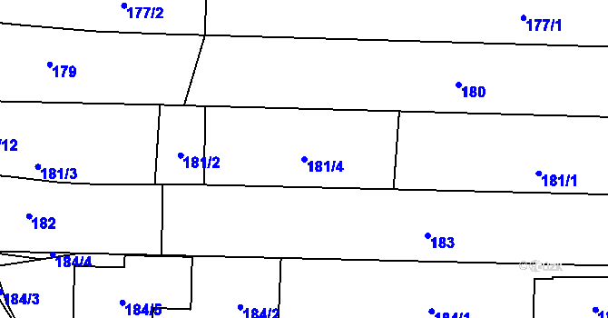 Parcela st. 181/4 v KÚ Pozořice, Katastrální mapa