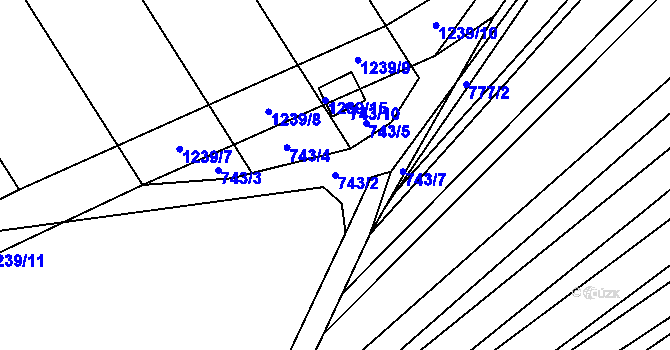 Parcela st. 743/2 v KÚ Pozořice, Katastrální mapa
