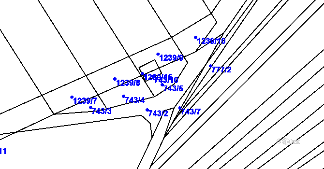 Parcela st. 743/5 v KÚ Pozořice, Katastrální mapa
