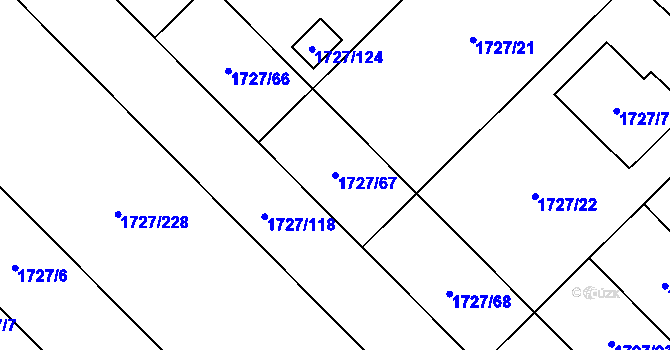 Parcela st. 1727/67 v KÚ Pozořice, Katastrální mapa