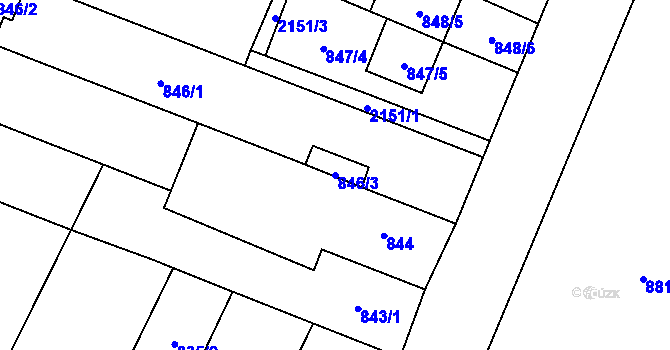Parcela st. 846/3 v KÚ Pozořice, Katastrální mapa