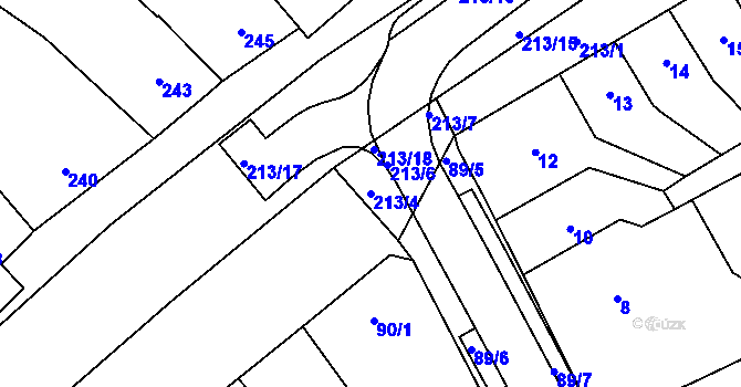 Parcela st. 213/4 v KÚ Pozořice, Katastrální mapa