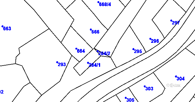 Parcela st. 284/2 v KÚ Pozořice, Katastrální mapa