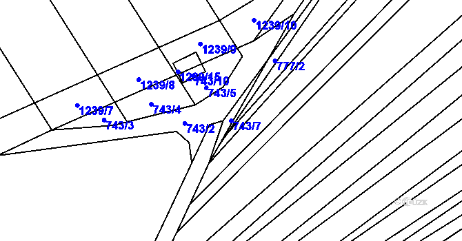 Parcela st. 743/7 v KÚ Pozořice, Katastrální mapa