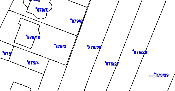 Parcela st. 876/26 v KÚ Pozořice, Katastrální mapa