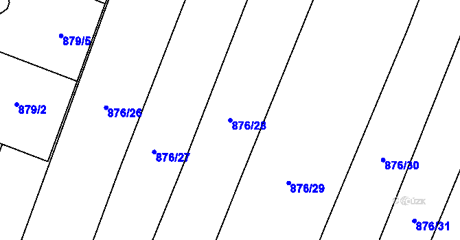 Parcela st. 876/28 v KÚ Pozořice, Katastrální mapa