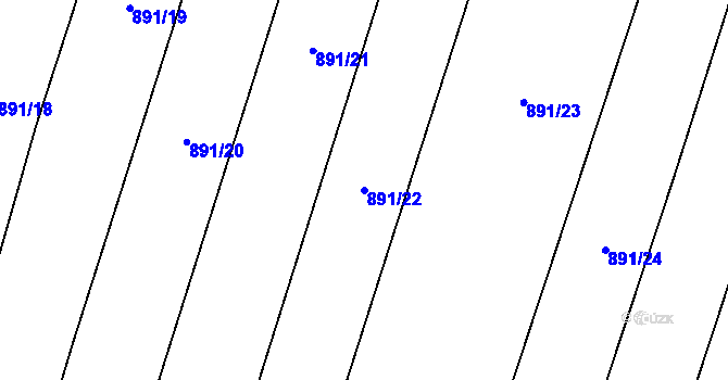 Parcela st. 891/22 v KÚ Pozořice, Katastrální mapa