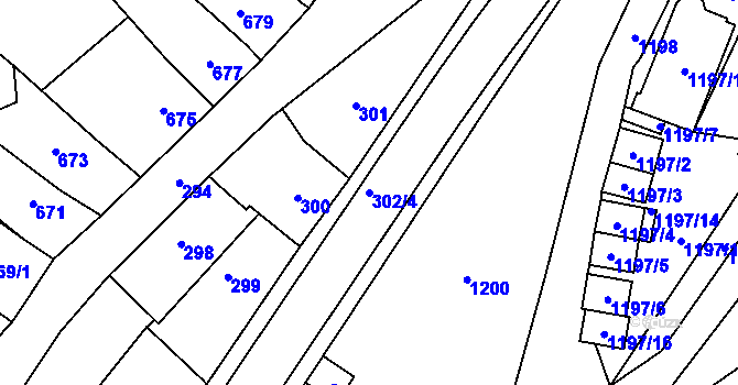 Parcela st. 302/4 v KÚ Pozořice, Katastrální mapa