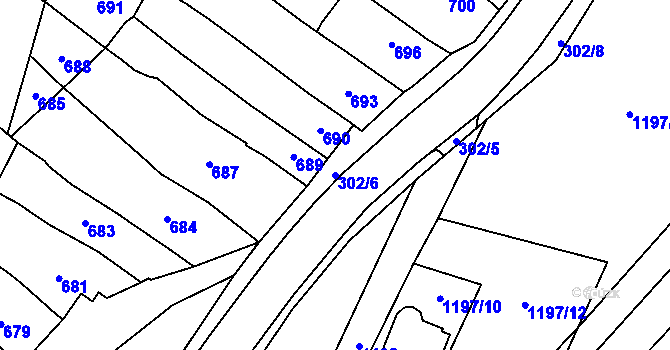 Parcela st. 302/6 v KÚ Pozořice, Katastrální mapa